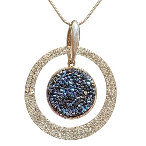 NWT,‎ CZ and Dark Blue Stone Necklace - Picture 2 of 3
